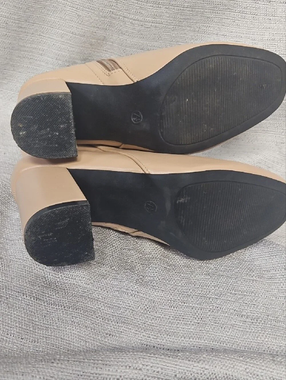 MIA Beige Block Heel Ankle Booties